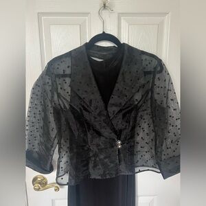 Elegant Black Sheer Polka Dot Jacket